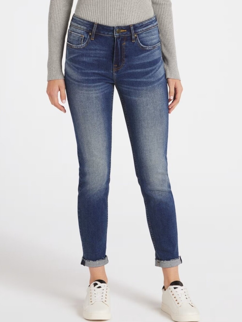 Vigoss Thompson Tomboy Mid-Wash Blue Slim Straight Jeans, Size 31